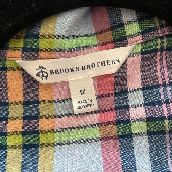 Brooks Brothers Colorful Vibrant Pastel Plaid Button Down Short Sleeve Medium - Picture 4 of 5